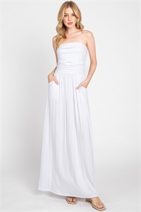 S43-1-1-SA-BD1028-WT - SLEEVELESS TUBE DRESS WITH POCKET- WHITE 1-2-2-1