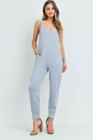 S43-1-1-AD4557 SILVER V-NECK SLEEVELESS JUMPSUIT 1-1-1