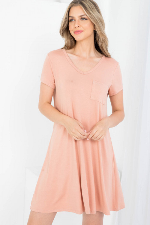 S43-1-1-AD4525-S DESERT V-NECKLINE WITH FRONT POCKET RUFFLE DRESS 2-2-2-1