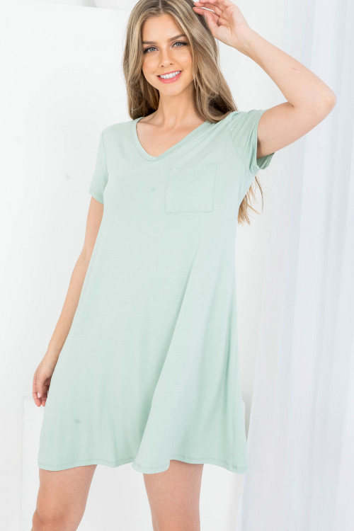 S43-1-1-AD4525-S SAGE V-NECKLINE WITH FRONT POCKET RUFFLE DRESS 2-2-2-1