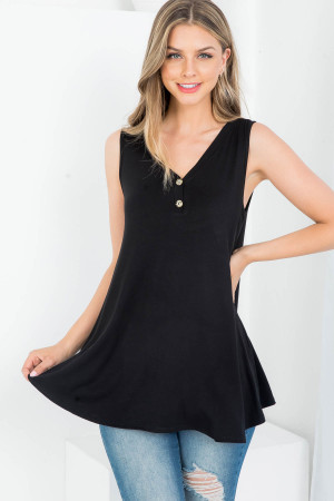 S43-1-1-AD4687 BLACK V-NECKLINE WITH BUTTONS SLEEVELESS TOP 2-2-2-2