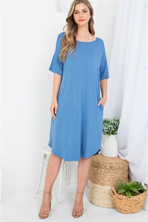 S43-1-1-AD5233 BLUE SCOOPED NECKLINE WITH SIDE POCKET SHIRT DRESS 2-2-2