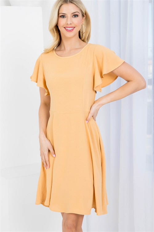 S43-1-1-AD5062 MELON BOAT NECKLINE RUFFLE SLEEVE RUFFLE DRESS 2-2-2