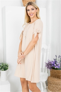 S43-1-1-AD5163 BEIGE BOAT NECKLINE BOW-TIE SLEEVES TENT DRESS 2-2-2