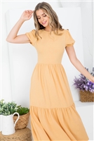 S43-1-1-AD5121 MELON ROUND NECKLINE BACK BOW-TIE DETAIL TIERED RUFFLE DRESS 2-2-2