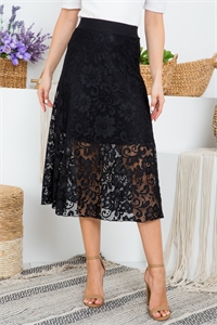 S43-1-1-AD5250-BLACK LACE LINED ELASTIC WAIST SKIRT 2-2-2