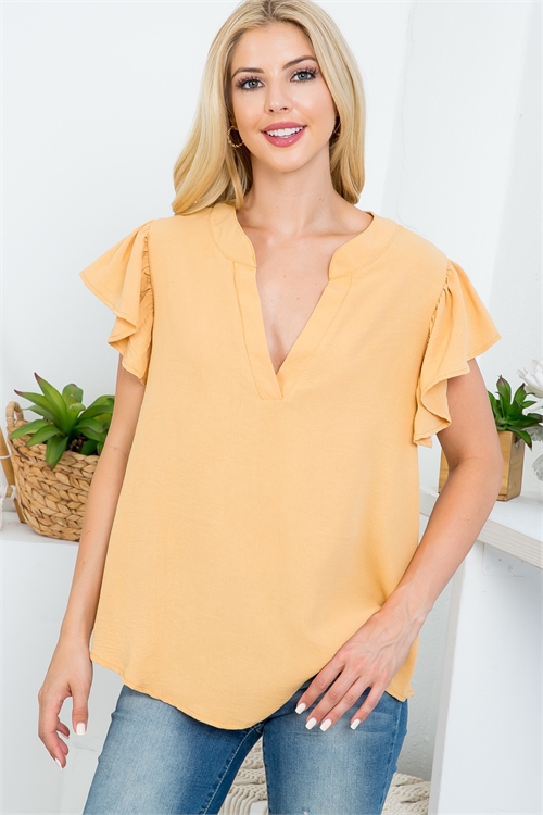 S43-1-1-AD5096-MELON FLUTTER SLEEVE DEEP V-NECK TOP 2-2-2-2