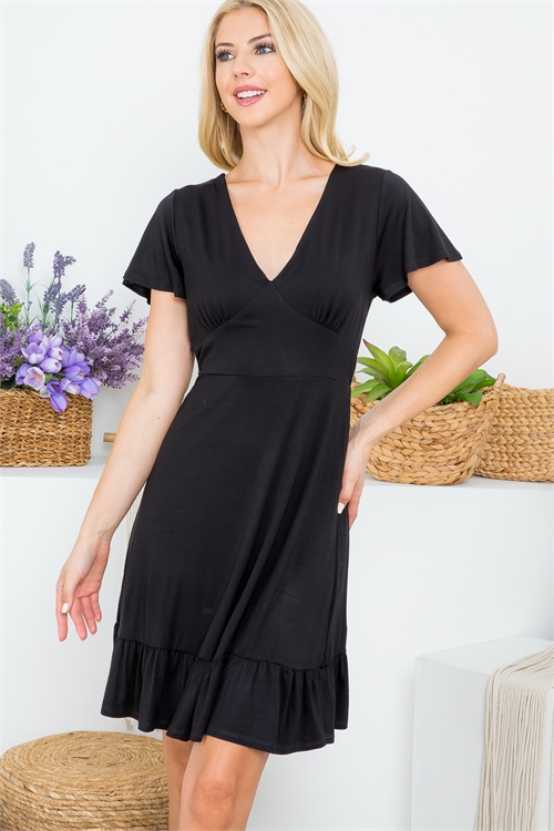 S43-1-1-AD5028-BLACK SHORT DEEP V-NECK DRESS 2-2-2-2