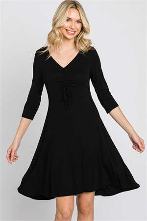 S43-1-1-AD5534-BLACK QUARTER SLEEVE RIBBON DETAIL DRESS 1-2-2-1