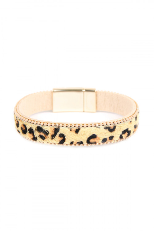 S4-5-2-SB7147NT NATURAL ANIMAL SKIN MAGNETIC LOCK BRACELET/6PCS