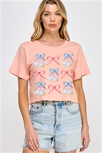 PO-SCT-E2273-PEA - COQUETTE 4TH OF JULY AMERICA PATRIOTIC GRAPHIC SHORT CROP TOP- PEACH-2-2-2