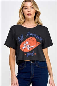 PO-SCT-E2280-B - ALL AMERICAN GIRL FOURTH OF JULY GRAPHIC GARMENT DYED T SHIRTS- BLACK-2-2-2