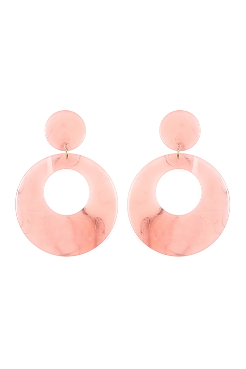 A1-1-2-SE6016GDPK PINK COLORFUL SMOKED DESIGN DANGLE EARRINGS/6PAIRS