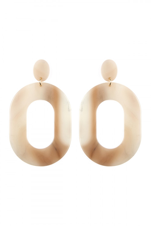 SA3-3-4-SE6025GDIV IVORY OVAL CAST SMOKED DESIGN POST DROP EARRINGS/6PAIRS