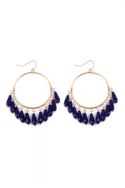 S5-6-1-SE6286BL BLUE DANGLING ACRYLIC IN HOOP DROP EARRINGS/6PAIRS