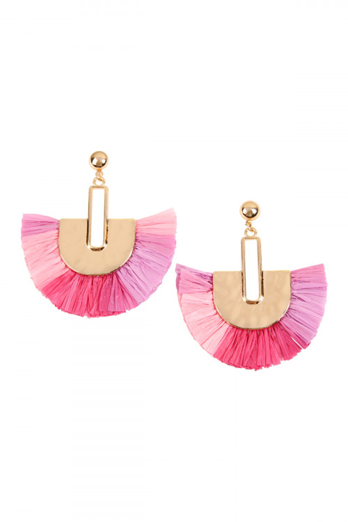 S5-4-4-ASE6381PK PINK MULTITONE DANGLING FAN SHAPE EARRINGS/6PAIRS