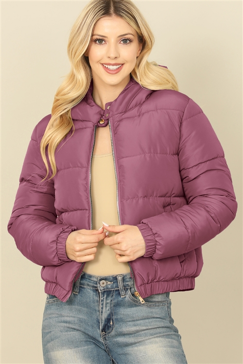 S51-1-1-SOP5930-DKLLC - ZIP-UP WITH POCKET HOODIE PUFFER JACKET- DARK LILAC 1-1-1-1