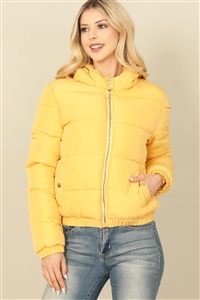 S51-1-1-SOP5930-PLYLW - ZIP-UP WITH POCKET HOODIE PUFFER JACKET- PALE YELLOW 1-1-1-1