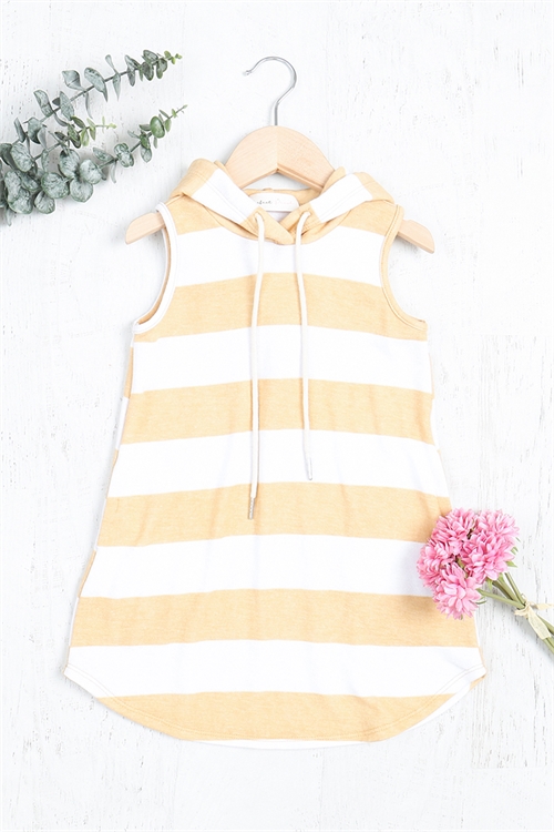 S7-10-3-SPD20006TK-WTMG-1 - KIDS STRIPE SLEEVELESS HOODIE DRESS- WHITE/MANGO 1-1-0-0-1-1-1-1