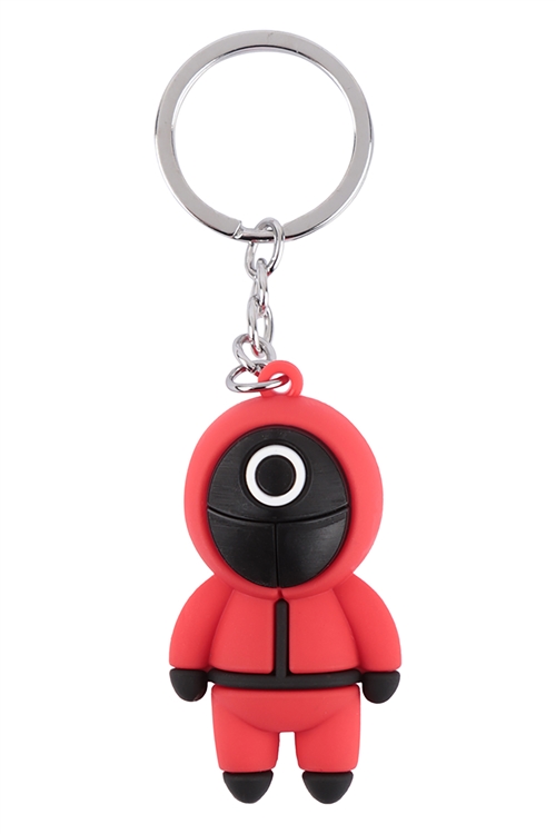 S22-12-3-SQ003-RD - 4.25" DROP CHARACTER FIGURE "O"  KEYCHAIN-RED/6PCS