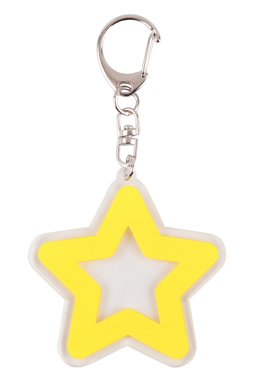 S18-11-4-SQ004-STR - 2.5"  DALGONA CHALLENGE "STAR" ICON KEYCHAIN-YELLOW/6PCS