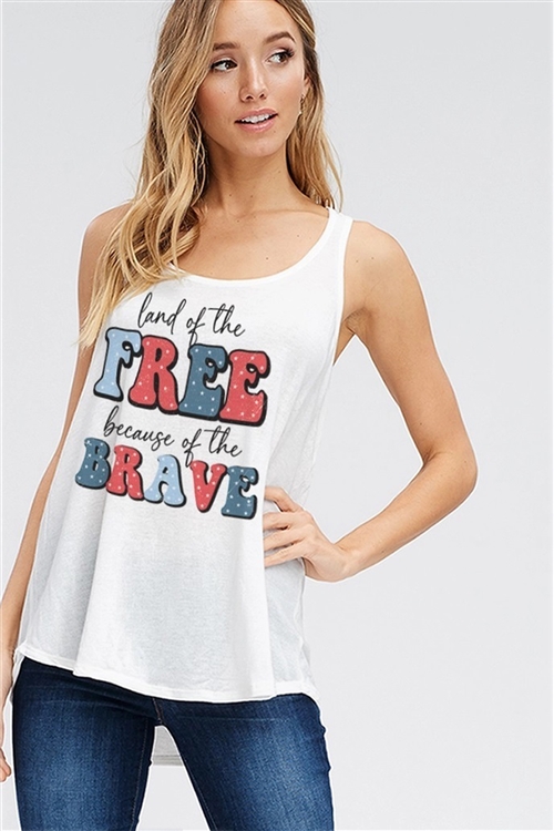 S36-1-1-T1003G12654-IV - FREE BRAVE LETTERING PRINT TANK TOP- IVORY -2-2-2