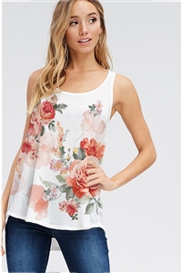 S36-1-1-T1003G12737-IV - FLORAL PRINT TANK TOP- IVORY -2-2-2