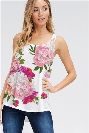 S36-1-1-T1003S2135B-IV - FLORAL PRINT TANK TOP- IVORY -2-2-2