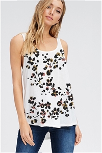 S36-1-1-T1003S2137A-IV - FLORAL LEPARD PRINT TANK TOP- IVORY -2-2-2