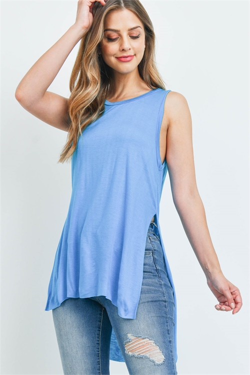 C2-B-T4921-TRQS-A - SOLID SLEEVELESS TOP- TURQUOISE 3-4-0
