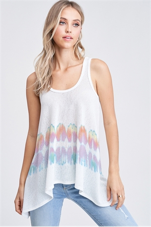 BO - T602G10306A-IV- TIE DYE KNIT TANK TOP- IVORY 2-2-2