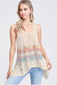 BO - T602G10306A-KHK- TIE DYE KNIT TANK TOP- KHAKI 2-2-2