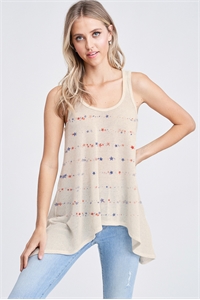 BO - T602G10321A-KHK- STAR STRIPES KNIT TANK TOP- KHAKI 2-2-2