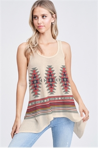 BO - T602G5822-KHK- AZTEC KNIT TANK TOP- KHAKI 2-2-2