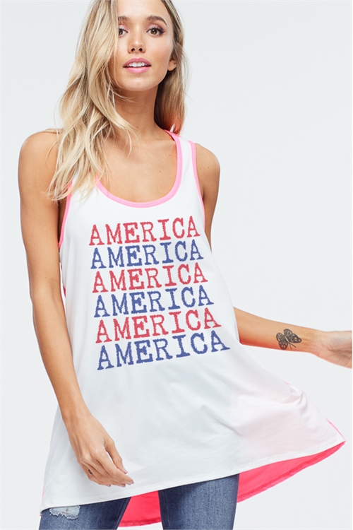 PO - T604G9176-NPK- AMERICA TANK TOP- NEON PINK 2-2-2