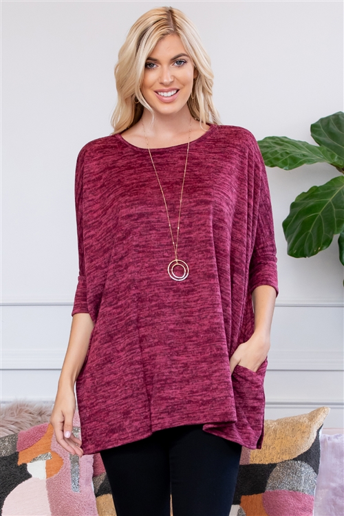 S11-8-4-T6418-RSW004-BU - HACCI POCKET TUNIC- BURGUNDY 1-2-2-2