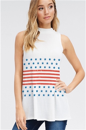 S36-1-1-T740G12689-IV - AMERICA FLAG STRIPE MUSCLE TANK TOP- IVORY -2-2-2