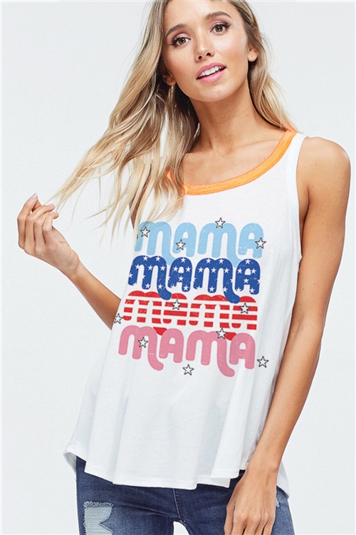 S36-1-1-T747G12652-NEOR - AMERICAN MAMA LETTERING PRINT NEON NECK TANK TOP- NEON ORANGE -2-2-2