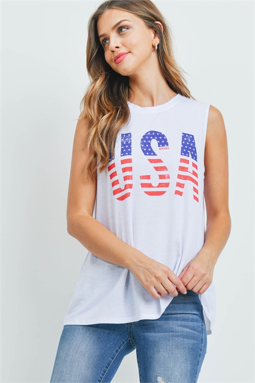 S12-1-1-BO-T776 WHITE USA PRINT TOP 2-2-2