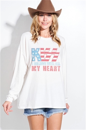 S36-1-1-T965G10190-IV - KISS USA TRI-BLEND OVERSIZED TOP- IVORY -2-2-2