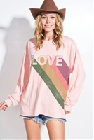 S36-1-1-T965G10312A-2-BLS - LOVE STRIPE PRINT TRI-BLEND OVERSIZED TOP -2-2-2