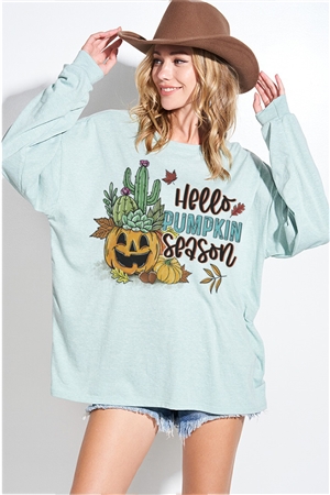 S36-1-1-T965G12890-MNT - PUMPKIN SEASON TRI BLEND OVERSIZED SWEATSHIRT- MINT -2-2-2