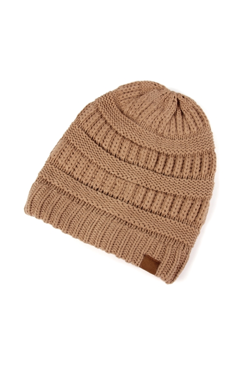 S2-10-2-TC4605TP - KNITTED BEANIE TAUPE/6PCS