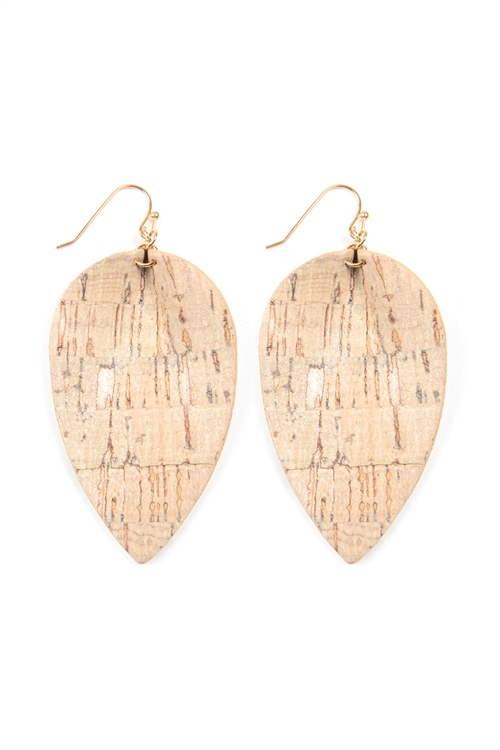 S24-6-5/C-6-5-TE7109IV - VINTAGE GRUNGE TEARDROP EARRINGS - IVORY/1PC