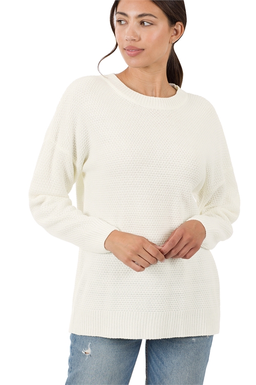 S11-5-1-TW-21056-IV - ROUND NECK BASIC SWEATER- IVORY 1-1-2-2