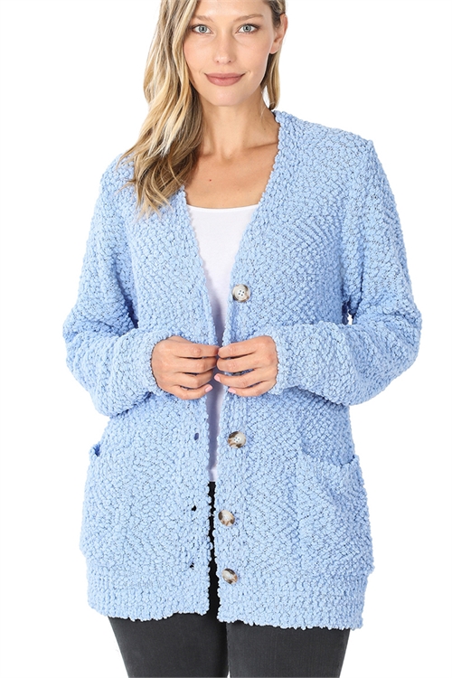 S15-5-5-TW-21061-SPBL-1 - LONG SLEEVE POPCORN BUTTON DOWN- SPRING BLUE 0-0-0-3