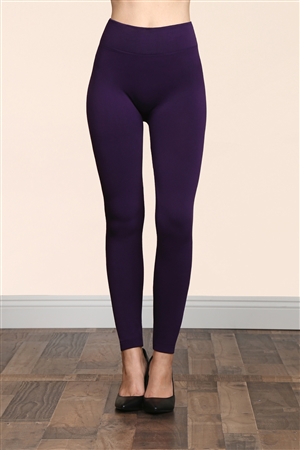 S14-2-2-TX700-DPU DARK PURPLE SOFRA SEAMLESS FOOTLESS FLEECE LEGGINGS/6PCS