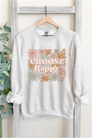 PO-UL180-E2326-ASH - CHOOSE HAPPY FLORAL OVERSIZED GRAPHIC FLEECE SWEATSHIRTS- ASH-2-2-2-2