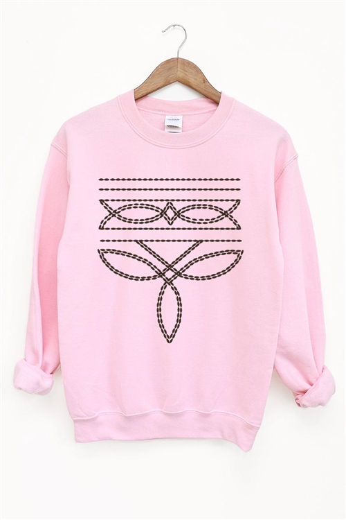 PO-UL180-E2330-LIG - WESTERN BOOT STITCH OVERSIZED GRAPHIC FLEECE SWEATSHIRTS- LIGHT PINK-2-2-2-2