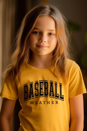 PO-US3001-E2318Z-MU - BASEBALL WEATHER KIDS GRAPHIC T SHIRTS- MUSTARD-2-2-2-2